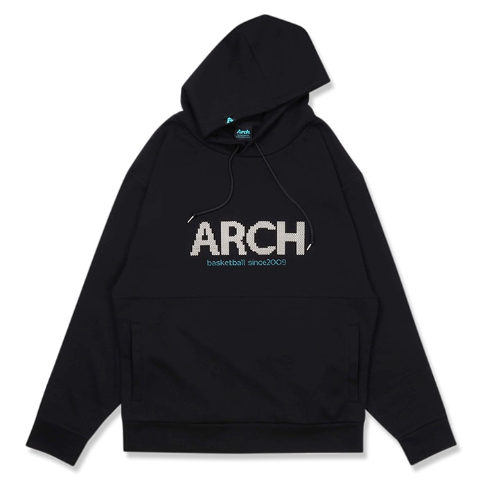 Arch（アーチ）パーカ crochet logo P/O parka【black】バスケ ウェア 黒