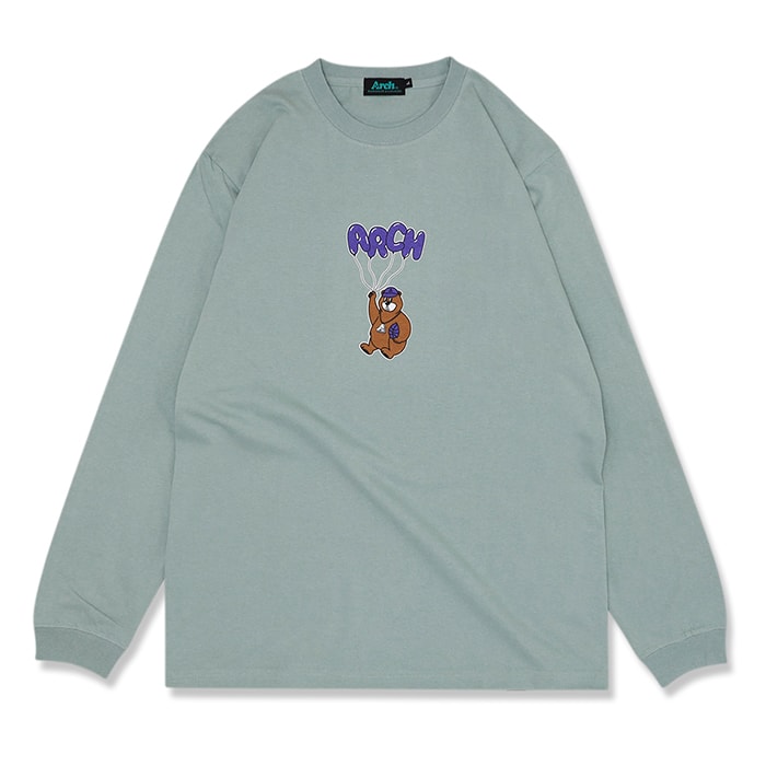 Arch（アーチ）Tシャツ ロングスリーブ balloon kumasan L/S tee【smoky green】バスケ ウェア