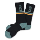 Arch drop line crew mid. socks【black/aqua】 アーチ バスケ ソックス