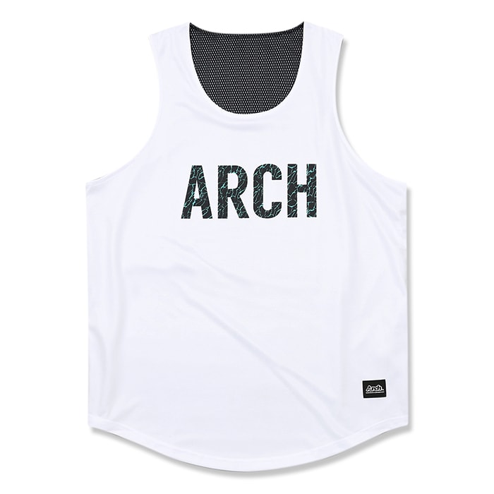 Arch アーチ Tシャツ タンクトップ cracked rev. tank [DRY]【white/black】バスケ ウェア 白黒