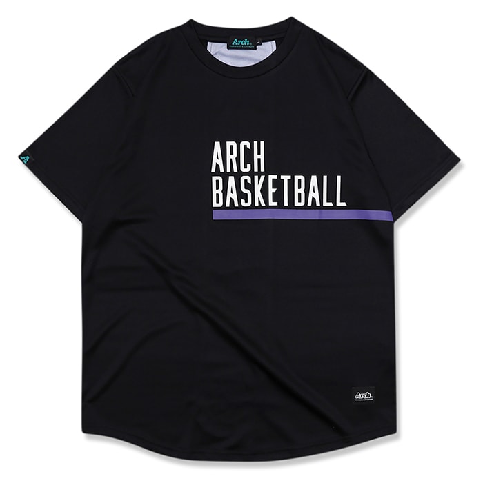 Arch（アーチ）Tシャツ ショートスリーブ triangle overlay tee [DRY]【black/purple】バスケ ウェア