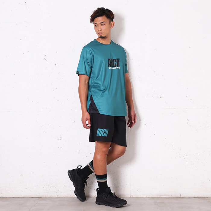 Arch split logo shorts【black】 アーチ バスケ ショーツ 3