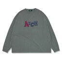 Arch multi fonts embroidered wide L/S tee【asphalt gray】 アーチ バスケ 長袖Tシャツ