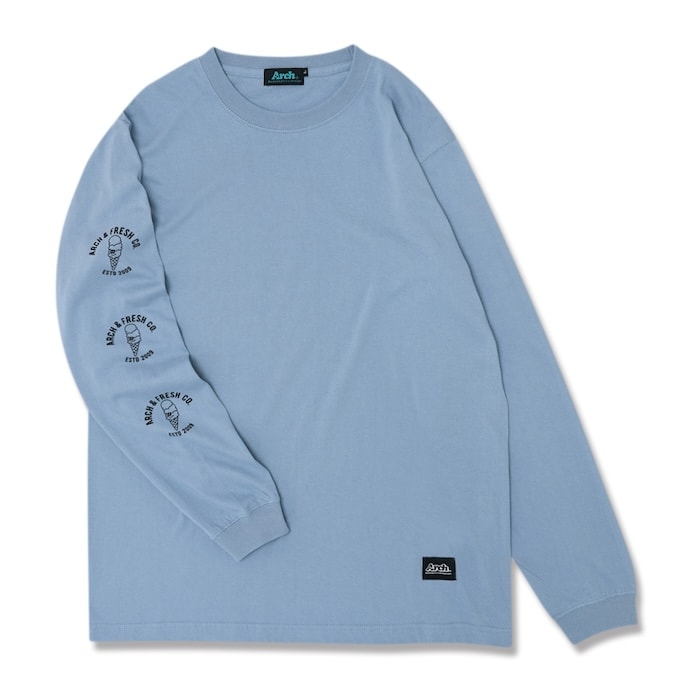 Arch scoop ice cream L/S tee【cloudy blue】 アーチ バスケ 長袖Tシャツ