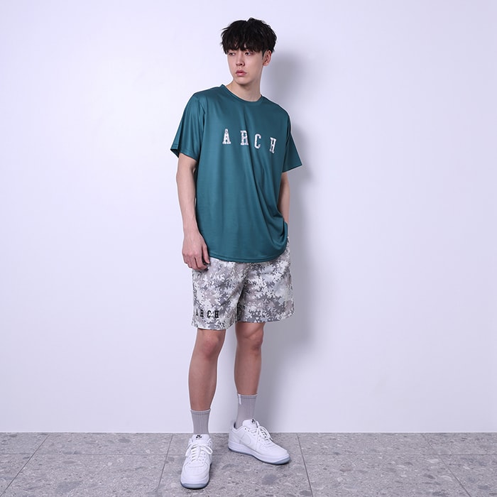 Arch overlap camo tee [DRY]【peacock】 アーチ バスケ 半袖Tシャツ 2