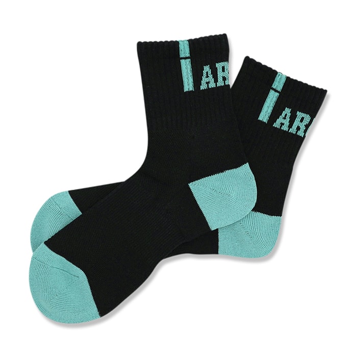 Arch vertical crew socks【black/mint】 アーチ バスケ ソックス