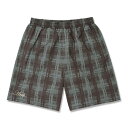 Arch cursive logo plaid shorts【dark brown/gray】 アーチ バスケ ショーツ