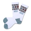 Arch native pattern crew mid. socks【white/cloudy blue】 アーチ バスケ ソックス