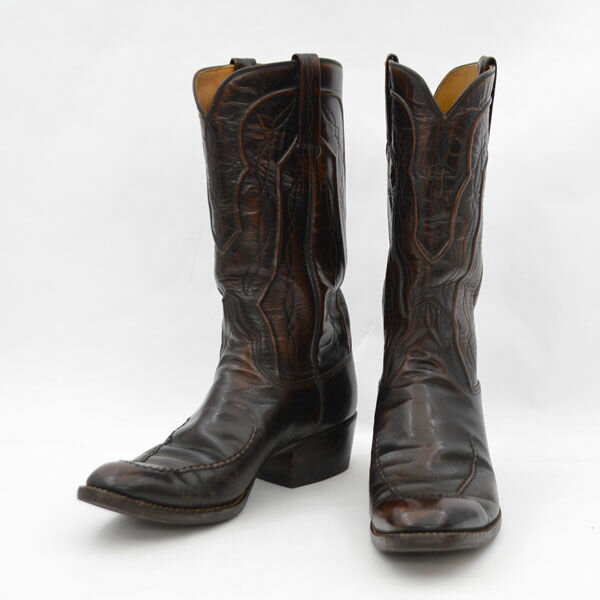 LUCCHESE ◆ウエスタンブーツ/レザー/旧ロゴ/ブラウン/サイズ7.5D/USA製 2265ZZ 【メンズ/MEN/男性/ボーイズ/紳士】【靴/クツ/シューズ/SHOES】 メンズファッション【中古】