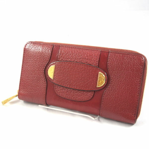 MARC JACOBS / マークジェイコブス ◆ラウンドファスナー長財布/レザー/レッド 【財布/サイフ/ウォレット/wallet/コイン】 レディースファッション【中古】