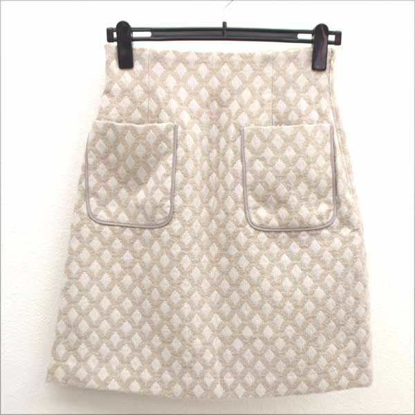 apuweiser-riche / アプワイザー・リッシェ ◆ジャガードスカート/ベージュ/サイズ2 21431870 【レディース/ガールズ/LADY/女性/婦人】 【古着】 レディースファッション【中古】