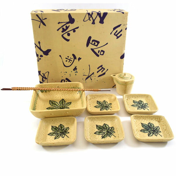 Rakuten - 【スーパーSALE】美濃焼 アイトー ◆【和食器】美濃焼/八手 新香揃(鉢・醤油・皿5) 474-650 雑貨 アンティーク 瀬戸焼 ギフト【未使用】