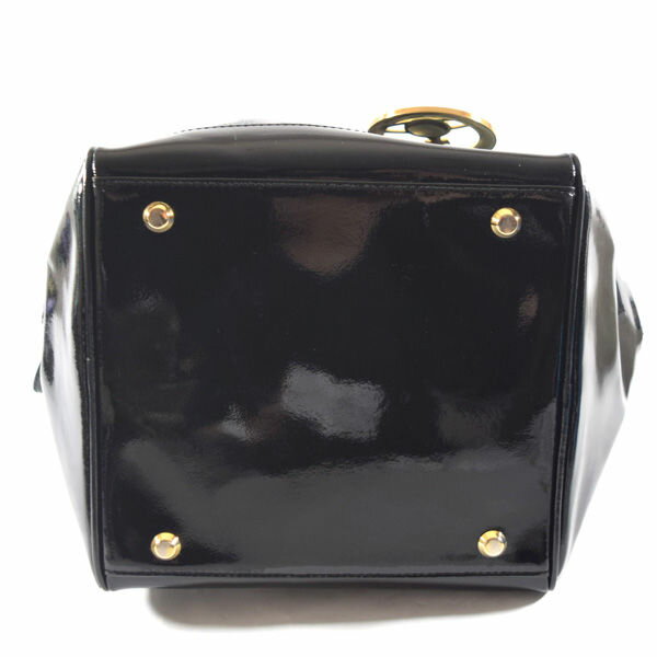 【スーパーSALE】Vivienne Westwood / ヴィヴィアンウエストウッド ■ハンドバック ORB エナメル 黒 青 ゴールド 【バッグ/バック/BAG/鞄/カバン】 VW1【中古】