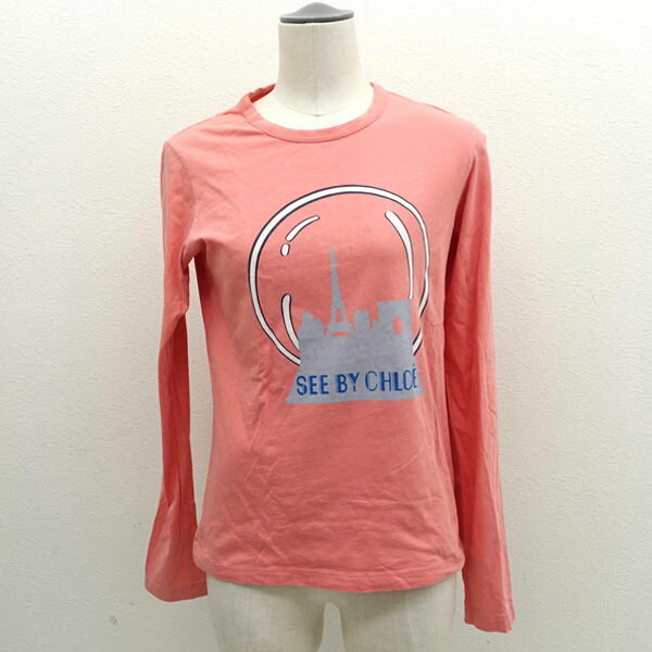 【価格見直し】【2026/02/09】SEE BY CHLOE / シーバイクロエ ◆長袖Tシャツ/パリプリント/PARIS/ピンク/サイズ34 【レディース/ガールズ/LADY/女性/婦人】 【古着】 レディースファッション【中古】