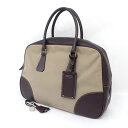 【価格見直し】【2024/03/11】PRADA / プラダ ■小型 ボストンバッグ レザー キャンバス ブラウン ベージュ VS0063 【バッグ/バック/BAG/鞄/カバン】 ブランド【中古】