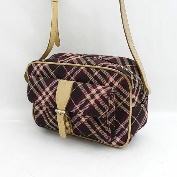 【価格見直し】【2024/04/09】BURBERRY BLUE LABEL / バーバリーブルーレーベル ■ショルダーバッグ キャンバス レザー チェック柄 【バッグ/バック/BAG/鞄/カバン】 ブランド【中古】