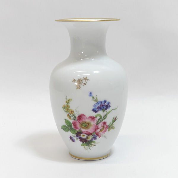 Thuringian Porcelain(チューリンゲン) ◆チューリンゲン/白磁金彩 花柄 花瓶 華道具 インテリア 西洋磁器 ギフト