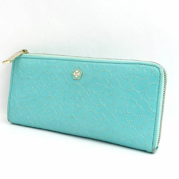 CLATHAS / クレイサス ◆ラウンド長財布/ステッチ総柄//ミント/水色 【財布/サイフ/ウォレット/wallet/コイン】 レディースファッション【中古】