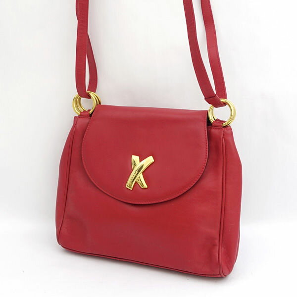 樂天商城 - Paloma Picasso / パロマ ピカソ ■ショルダーバッグ レザー レッド ゴールド 【バッグ/バック/BAG/鞄/カバン】 ブランド【中古】