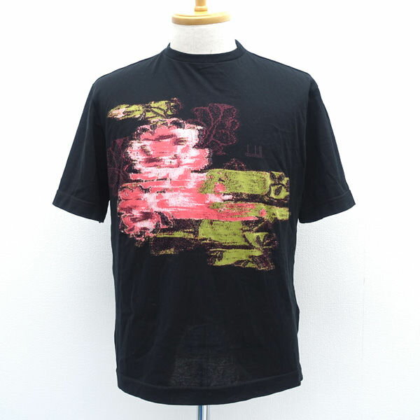 DUNHILL / ダンヒル ◆Tシャツ/アブストラクト フローラル/花柄/ブラック/サイズS  メンズファッション