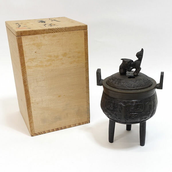 Rakuten - 【スーパーSALE】高岡銅器 守護剛章 ◆【茶道具】高岡銅器 守護剛章/青銅 獅子 香炉 茶道具 インテリア アンティーク ギフト【中古】