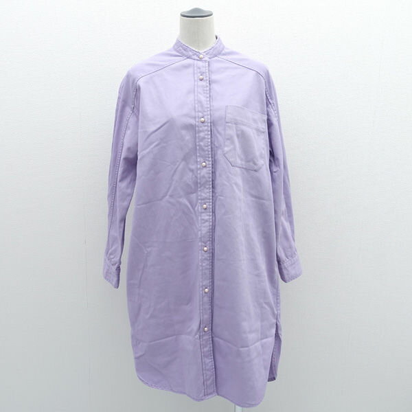【価格見直し】【2025/03/31】BLANC / ブラン ◆シャツワンピース/ノーカラー/パープル/サイズ38 BL04-410 【レディース/ガールズ/LADY/女性/婦人】 【古着】 レディースファッション【中古】