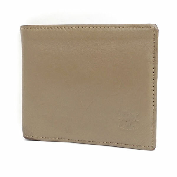 IL BISONTE / イルビゾンテ ◆二つ折り財布/レザー/ベージュ/小銭入れ付き 【財布/サイフ/ウォレット/wallet/コイン】 メンズファッション【中古】