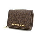 【価格見直し】【2025/04/29】MICHAEL KORS / マイケルコース ◆三つ折り財布/ロゴ柄/レザー/ブラウン 35H9GTVZ5B 【財布/サイ...