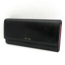 【価格見直し】【2025/05/07】Paul Smith / ポールスミス ■フラップ 長財布 レザー ブラック ピンク 【財布/サイフ/ウォレット/wall...