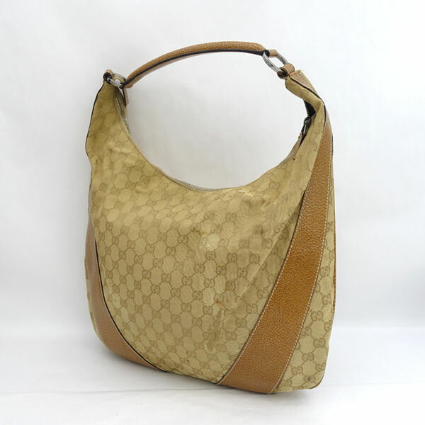 【価格見直し】【2024/05/09】GUCCI / グッチ ■GG ハンドバッグ キャンバス レザー ベージュ 茶 124358-001308 【バッグ/バック/BAG/鞄/カバン】 ブランド【中古】