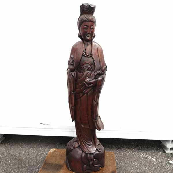 Rakuten - 【スーパーSALE】◆【雑貨】木彫りの仏像 ブラウン 巨大 152cm 生活雑貨【中古】 【代引不可】【同梱不可】