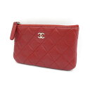 CHANEL / シャネル ◆マトラッセ ジップ コインケース レザー レッド 【財布/サイフ/ウォレット/wallet/コイン】 ブランド【中古】