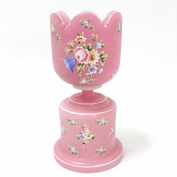 インテリア雑貨 ◆【インテリア】アンティーク/手描き ガラスの置物 ピンク アンティーク インテリア コレクション ギフト【中古】