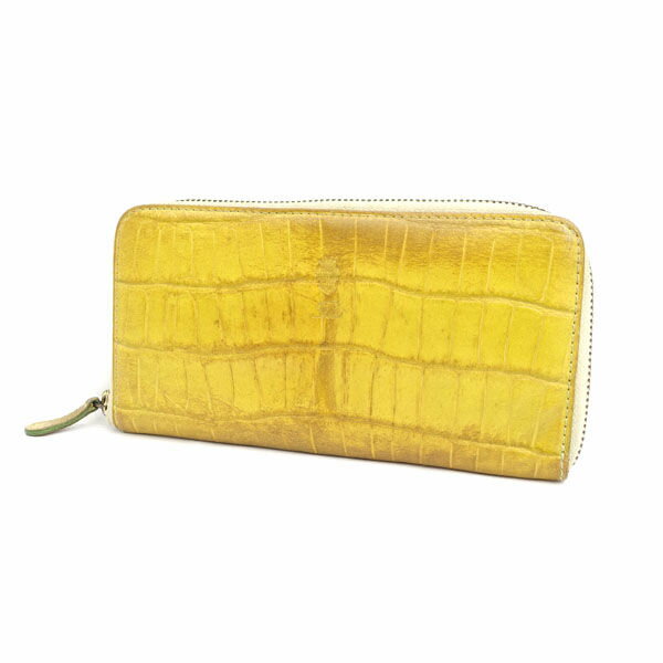 Felisi / フェリージ ■クロコ 型押し長財布 ラウンドファスナー レザー 辛子色 125 【財布/サイフ/ウォレット/wallet/コイン】 【中古】