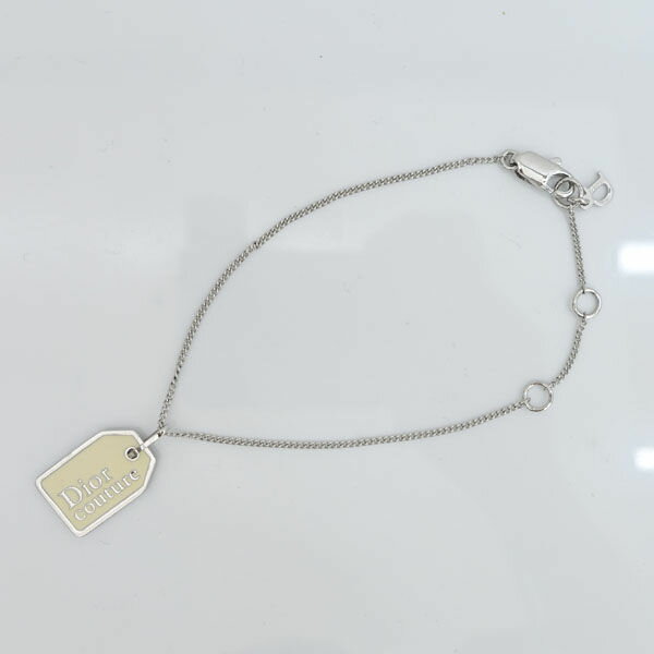 Dior / ディオール ◆Dior couture ロゴ ブレスレット ベージュ シルバー 【ブレスレット/バングル/アンクル/アクセサリー】 ブランド【中古】