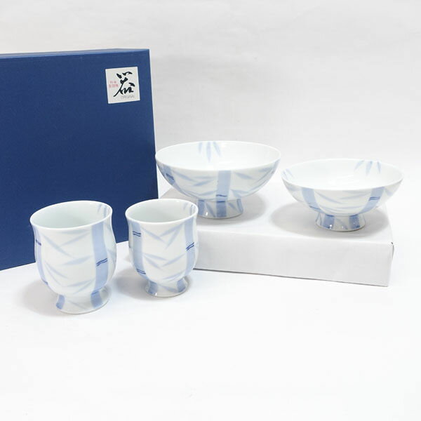 【スーパーSALE】有田焼 善 ◆【和食器】有田焼/ペアお食事揃(飯碗 湯呑各2) すまい 雑貨 有田焼 ギフト【未使用】