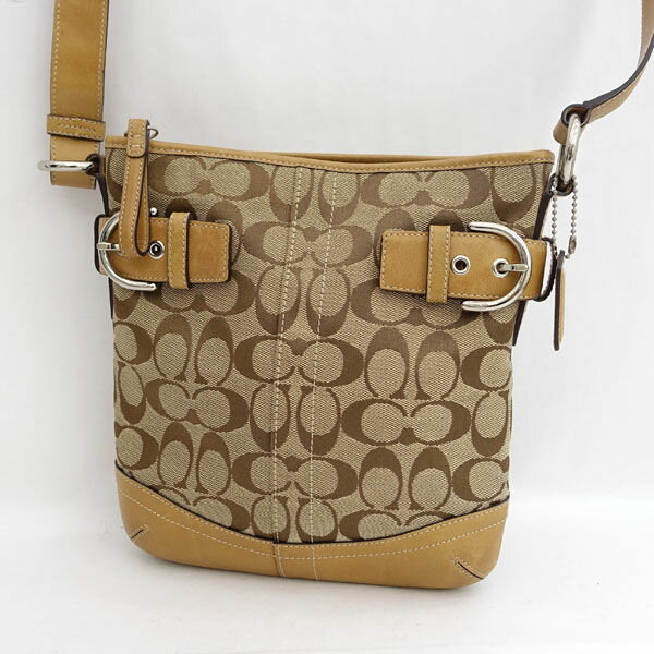 COACH - 【価格見直し】【2026/05/12】COACH / コーチ ■シグネチャー ショルダー バッグ キャンバス レザー ブラウン系 H05M-6740 【バッグ/バック/BAG/鞄/カバン】 ブランド【中古】