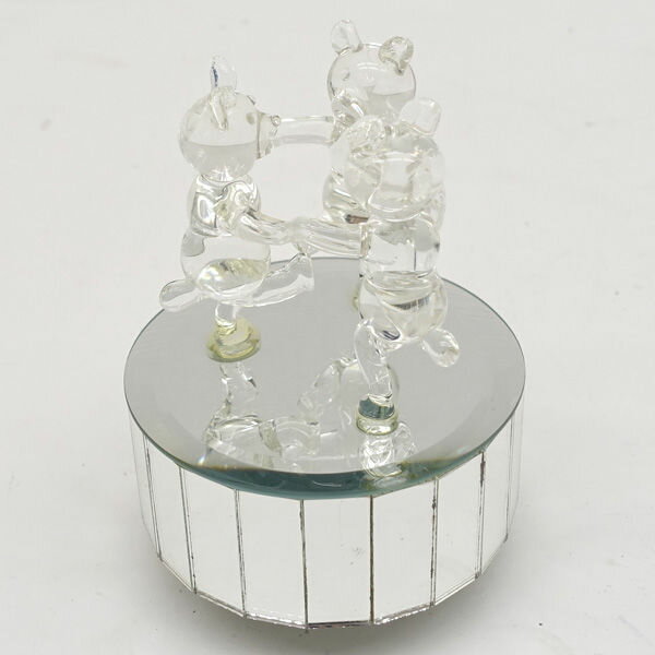 【スーパーSALE】◆【雑貨】ガラス製 踊る3頭のくま オルゴール 曲名:ジングルベル 生活雑貨【中古】