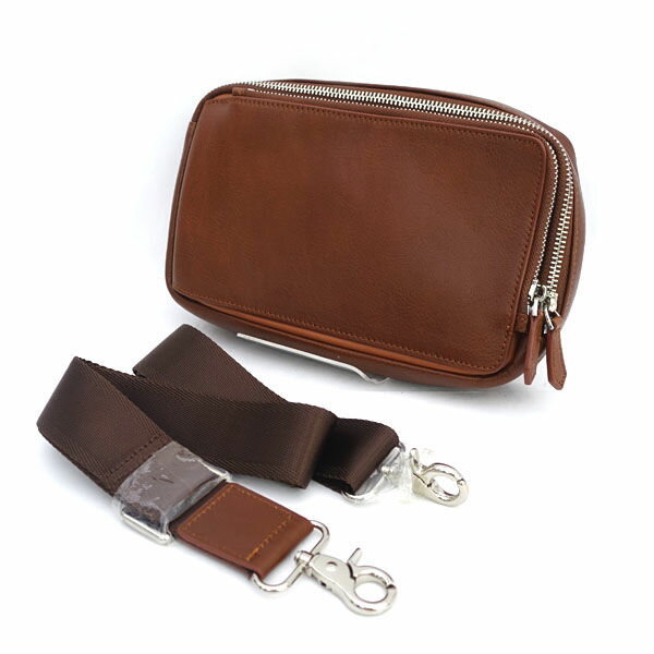 Dom Teporna / ドンテポーナ ◆ボディーバッグ/ショルダーバッグレザー/本革/ブラウン 【バッグ/バック/BAG/鞄/カバン】 メンズファッション【中古】