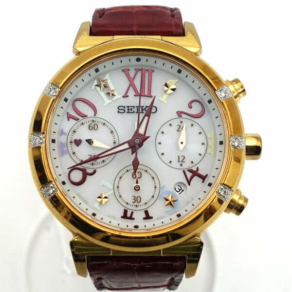 SEIKO / セイコー ◆希少 LUKIA ルキア 45周年 リミテッドエディション 6Pダイヤ クロノグラフ ソーラー レディース 腕時計 V175-0CP0 【レディース/ガールズ/LADY/女性/婦人】【腕時計】ブランド【中古】