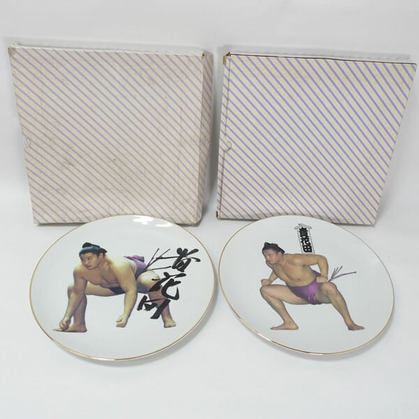 【スーパーSALE】日本相撲協会 / 栄峯 ◆【和食器】大相撲/貴花田 飾り皿(2枚組) アンティーク インテリ..