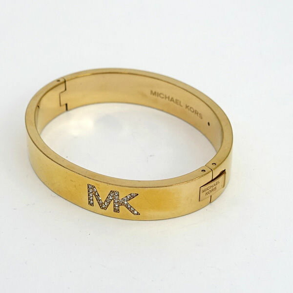 乐天商城 - 【スーパーSALE】MICHAEL KORS / マイケルコース ◆バングル/ブレスレット/MKロゴ/ライトストーン/ゴールドカラー 【ブレスレット/バングル/アンクル/アクセサリー】 レディースファッション【中古】