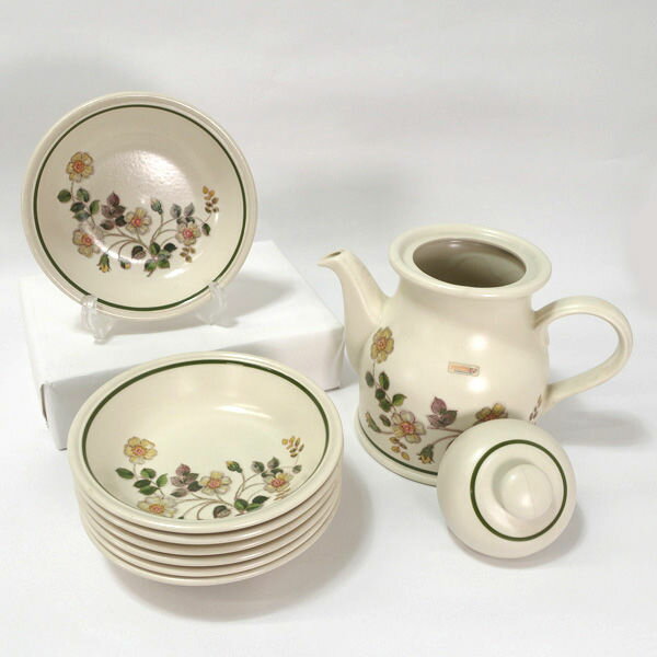 セントマイケル / AUTUMN LEAVES ◆【洋食器】オータムリーブス/英国ビンテージ ポット&ボウル(7枚) 雑貨 アンティーク 西洋磁器 ギフト【中古】 【代引不可】【同梱不可】