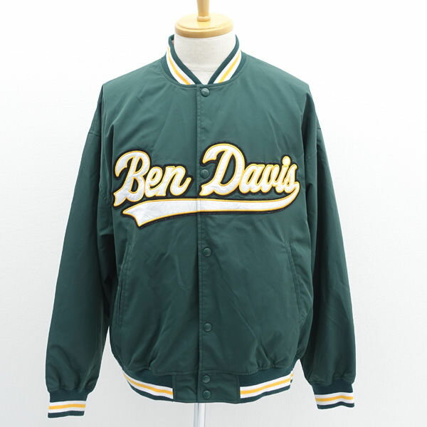 BEN DAVIS / ベンデイヴィス ◆スタジャン/ナイロン/ロゴ/グリーン/サイズM T-2780001 【メンズ/MEN/男性/ボーイズ/紳士】 メンズファッション【中古】