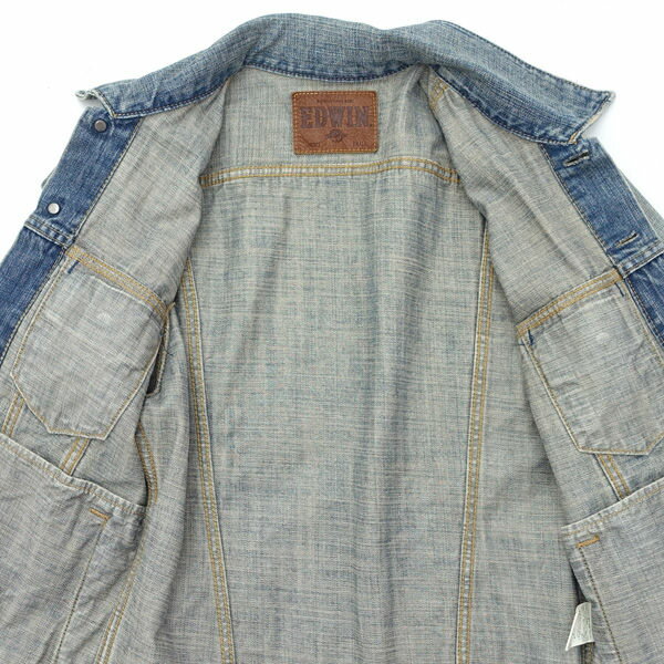 EDWIN / エドウィン ◆デニムジャケット/Gジャン/ユーズド加工/インディゴ/S 46148 【メンズ/MEN/男性/ボーイズ/紳士】 メンズファッション【中古】