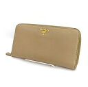 PRADA / プラダ ◆サフィアーノ ラウンドファスナー 長財布 ベージュ 1ML506 【財布/サイフ/ウォレット/wallet/コイン】 ブランド【中古】