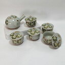 九谷焼 九谷眞栄 ◆【和食器】九谷焼/小菊花紋 蓋付茶器揃(急須 湯呑5) 茶道具 アンティーク 九谷焼 ギフト【中古】