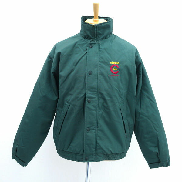 NICOLE CLUB / ニコルクラブ ◆中綿ジャケット/ロゴ刺繍/グリーン/フリーサイズ 【メンズ/MEN/男性/ボーイズ/紳士】 メンズファッション【中古】