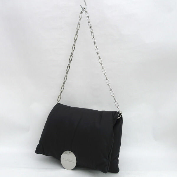 DIESEL / ディーゼル ◆チェーンショルダーバッグ S/メタルプレート/中綿/レザー/ブラック 【バッグ/バック/BAG/鞄/カバン】 レディースファッション【中古】
