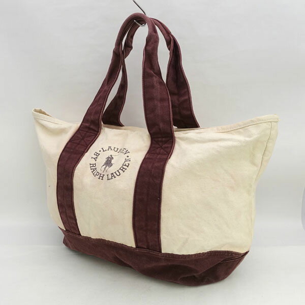 【スーパーSALE】RALPH LAUREN / ラルフローレン ■トートバッグ キャンバス ベージュ ブラウン 【バッグ/バック/BAG/鞄/カバン】 ブランド【中古】